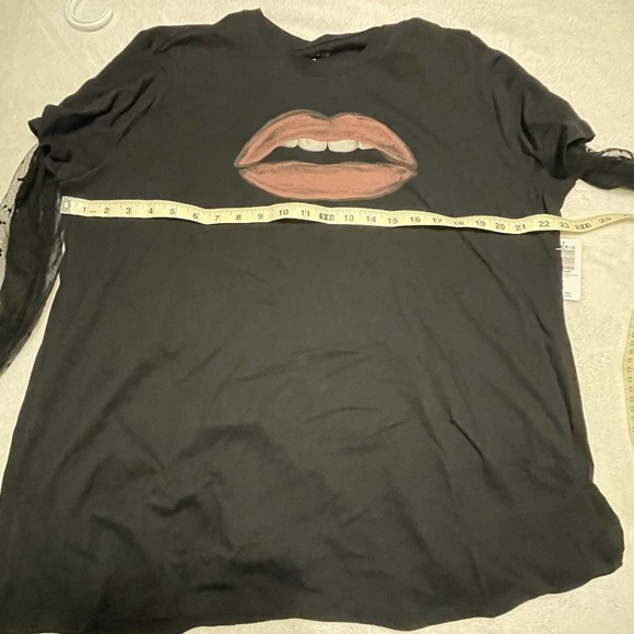 Torrid Black Tee with Lace Sleeves - Picture 10 of 11